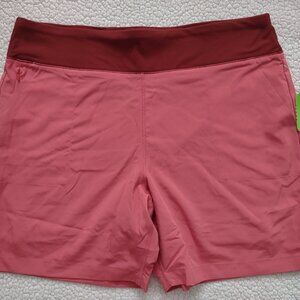 NWT Lands' End pink burgundy stretchy athletic shorts ladies XL